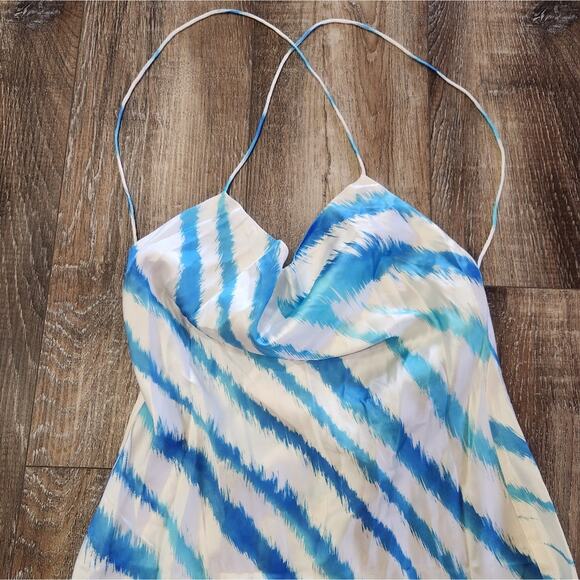 Retrofete Amika Dress in Blue Zebra Size Medium NWT Maxi Silk Low Back - Picture 3 of 13
